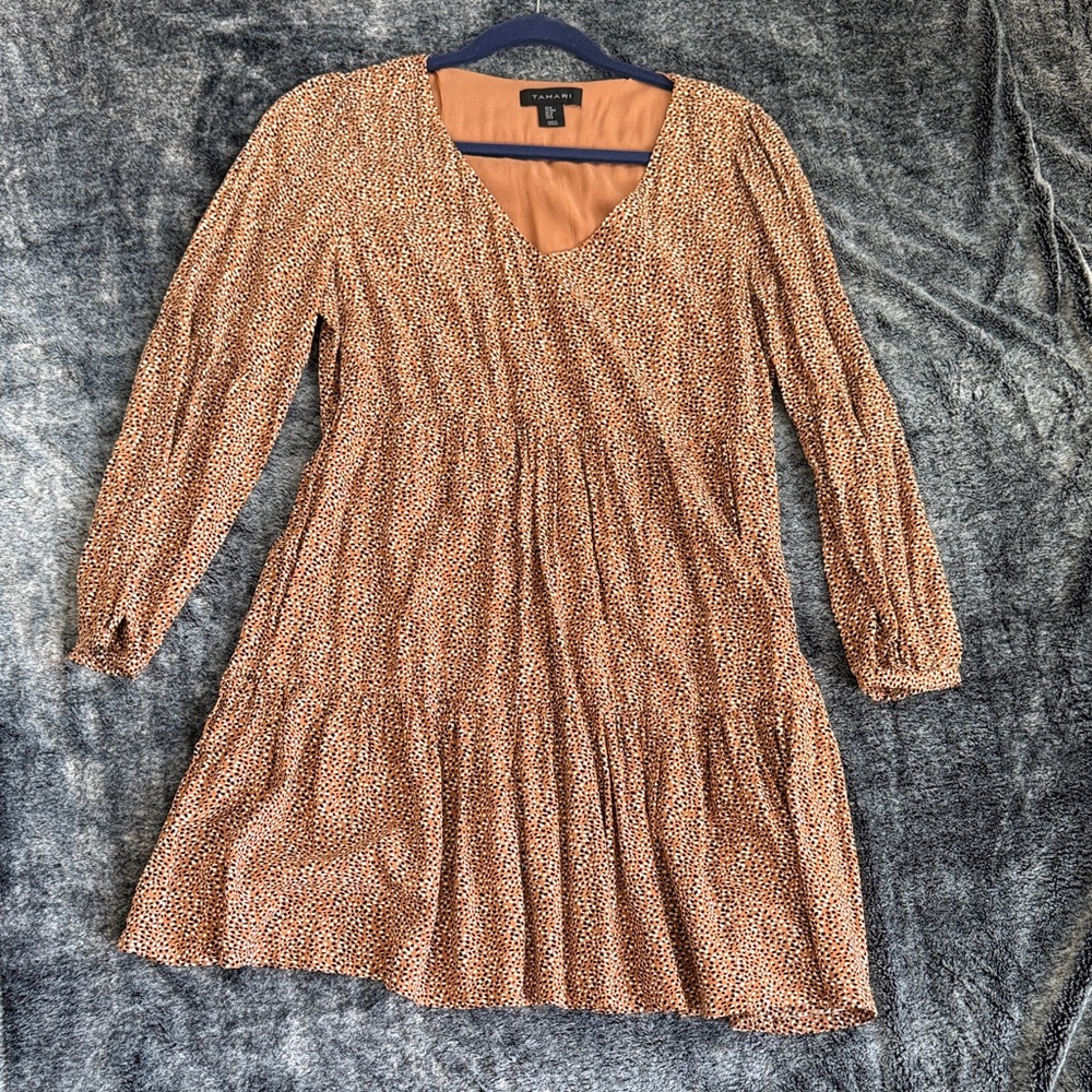 Tahari Women's Long Sleeve Dress - Tan and Black